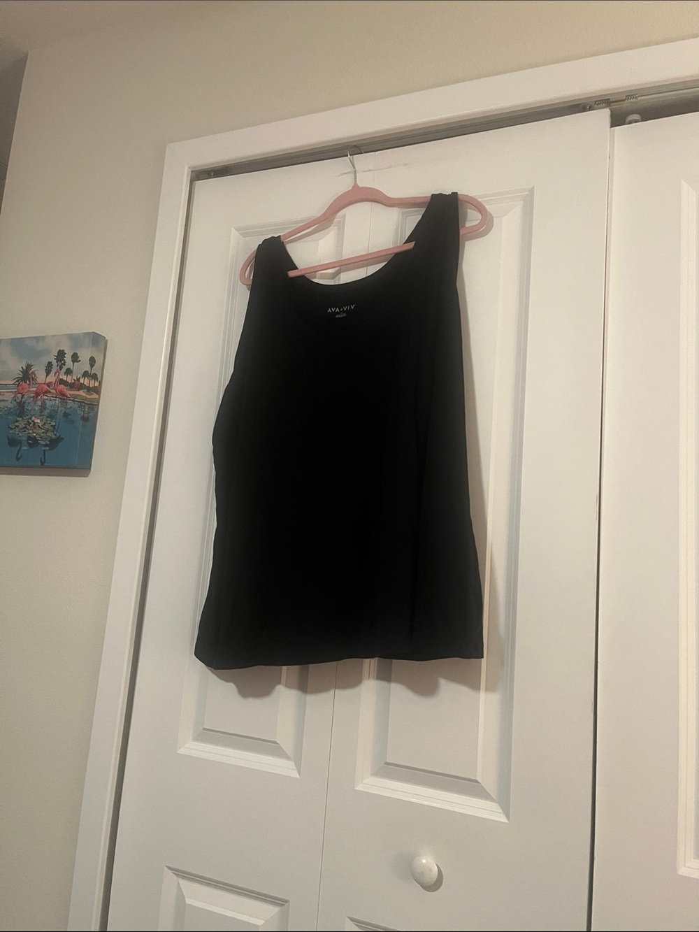 Ava & Viv Solid Black Tank Top - Scoop Neck